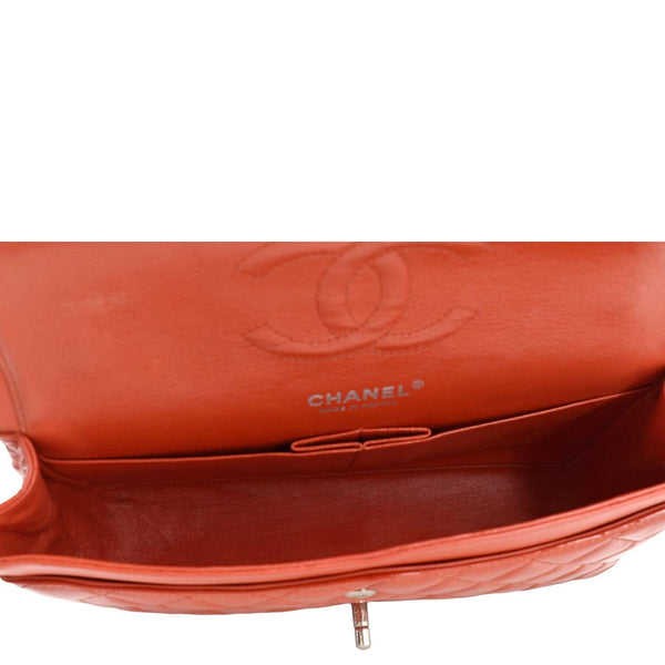CHANEL Classic Medium Double Flap Patent Leather Shoulder Bag Red