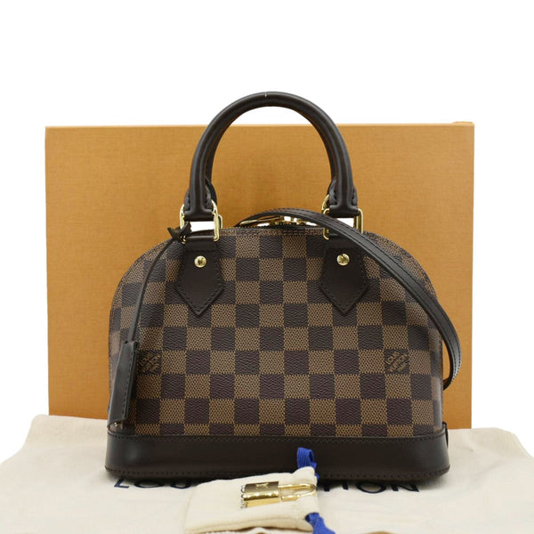 LOUIS VUITTON Alma BB Damier Ebene Satchel Bag Brown