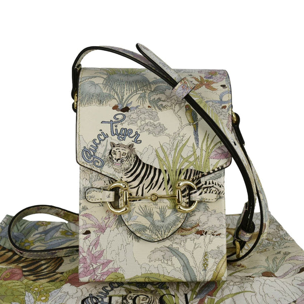 GUCCI Horsebit 1955 Mini Tiger & Flower Leather Shoulder Bag Multicolor 625615