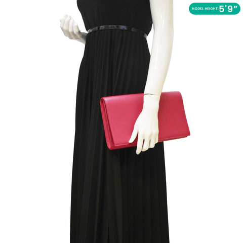 YVES SAINT LAURENT Belle de Jour Leather Clutch Bag Fuchsia