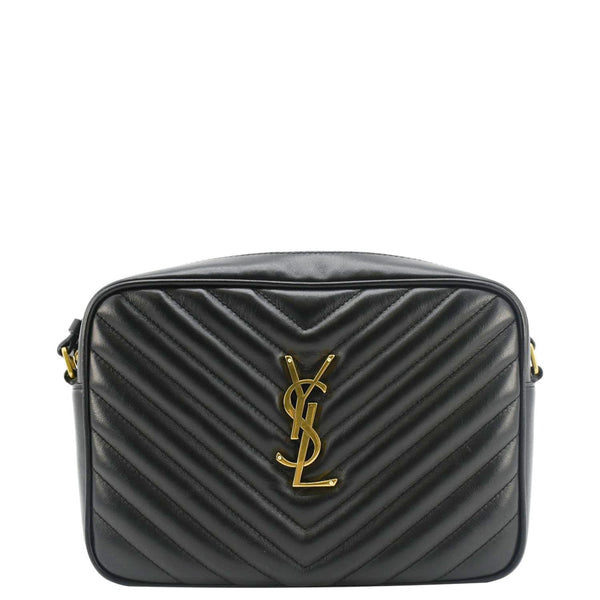 YVES SAINT LAURENT Lou Medium Quilted Leather Camera Crossbody Bag Black