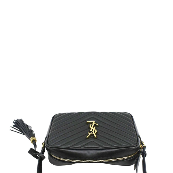 YVES SAINT LAURENT Lou Medium Quilted Leather Camera Crossbody Bag Black