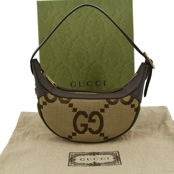 GUCCI Mini Ophidia Jumbo GG Supreme Canvas Hobo Bag Ebony 658551