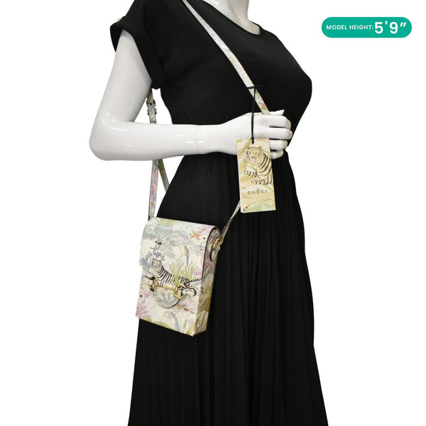 GUCCI Horsebit 1955 Mini Tiger & Flower Leather Shoulder Bag Multicolor 625615