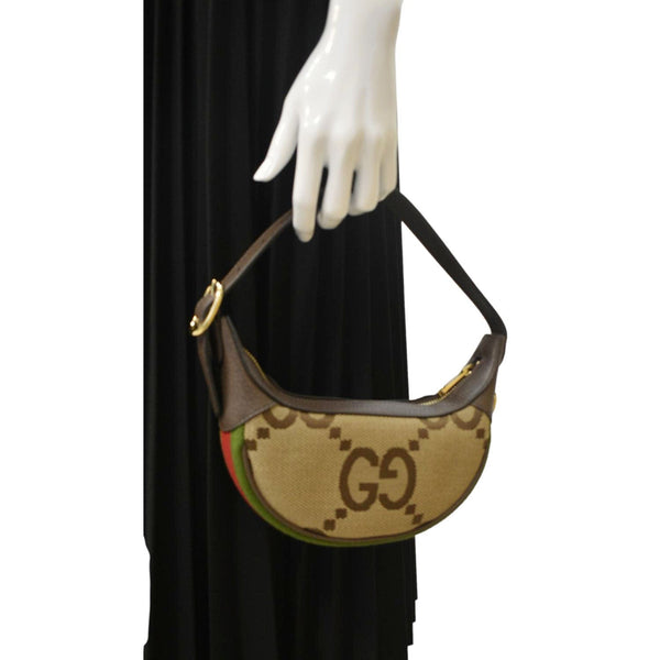 GUCCI Mini Ophidia Jumbo GG Supreme Canvas Hobo Bag Ebony 658551