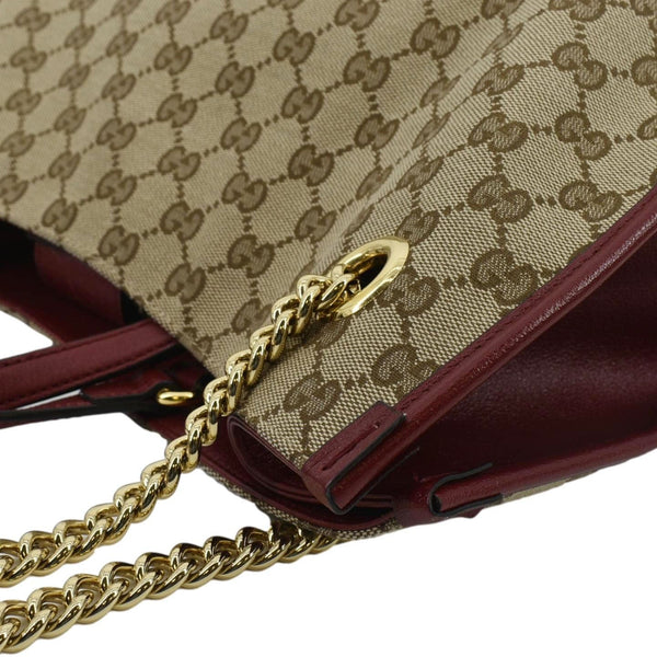 GUCCI Large Horsebit 1955 GG Supreme Canvas Shoulder Bag Red 623695