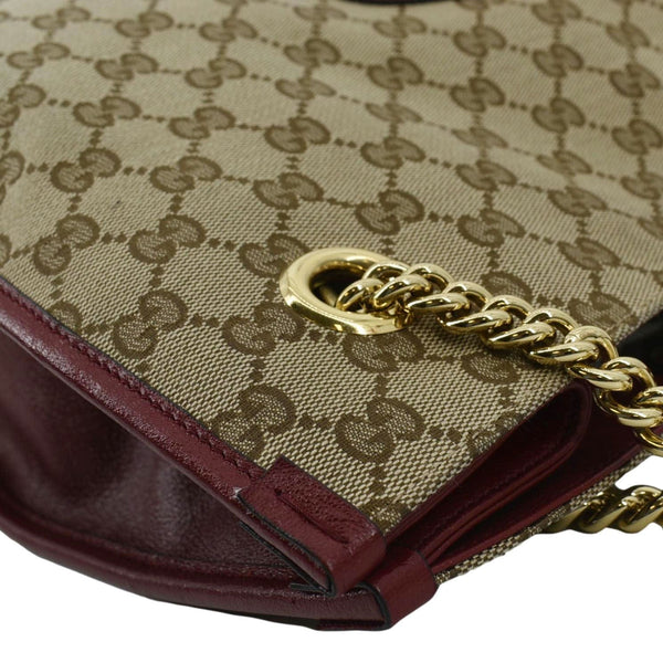 GUCCI Large Horsebit 1955 GG Supreme Canvas Shoulder Bag Red 623695