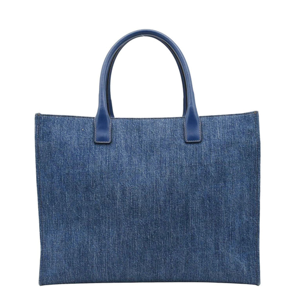 VERSACE La Medusa Large Denim Leather Tote Bag Blue