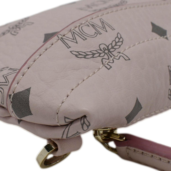 MCM Small Visetos Canvas Crossbody Belt Bag Light Pink