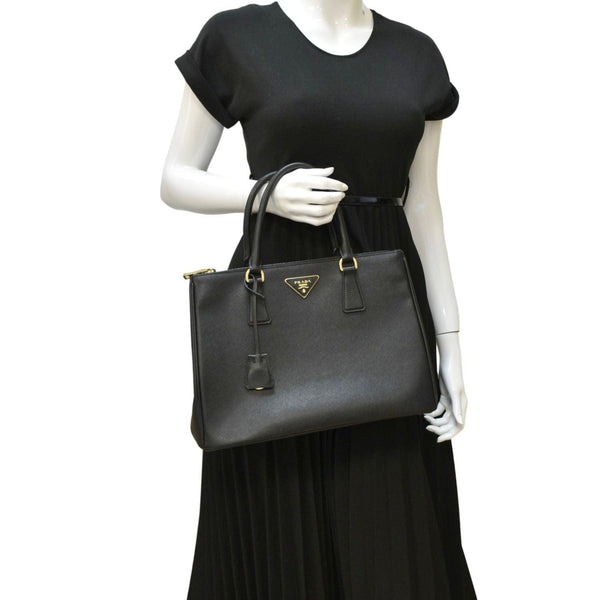 PRADA Saffiano Leather Shoulder Bag Black