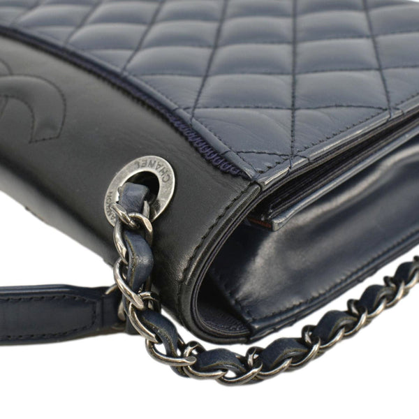 CHANEL Ballerine Flap Medium Quilted Leather Crossbody Bag Navy Blue