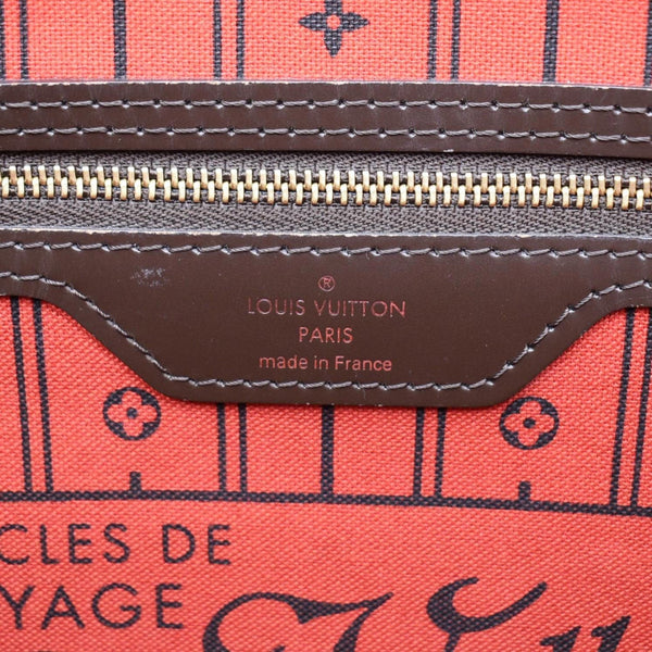 LOUIS VUITTON Neverfull MM Damier Ebene Shoulder Bag Brown
