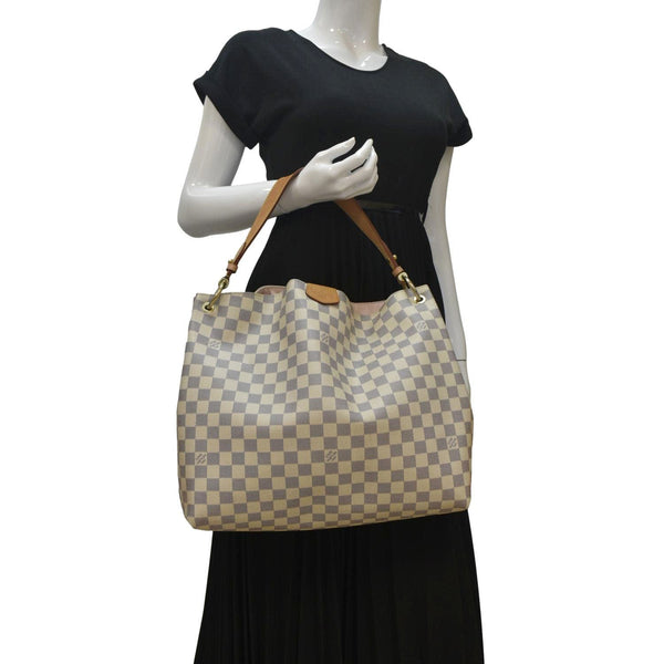 LOUIS VUITTON Graceful MM Damier Azur Shoulder Bag White