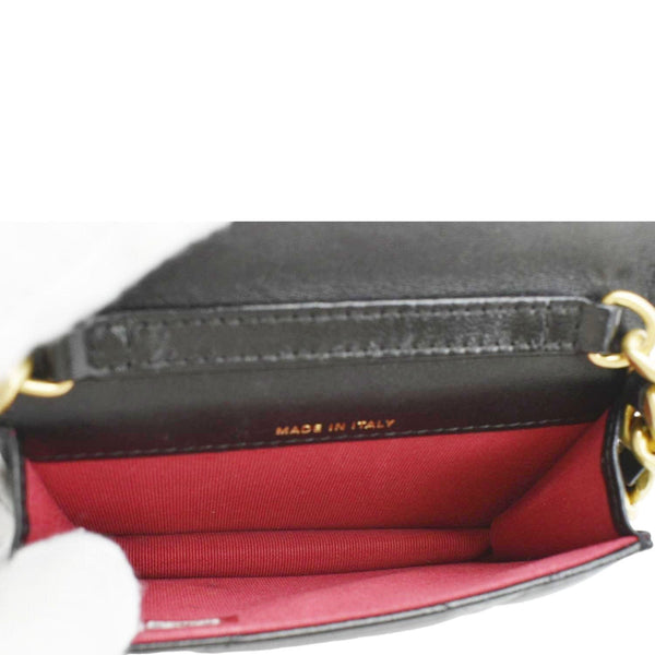 CHANEL 19 Flap Coin Purse Quilted Leather Chain Shoulder Bag Black