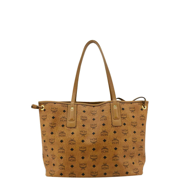 MCM Reversible Liz Medium Visetos Canvas Shopper Tote Bag Cognac