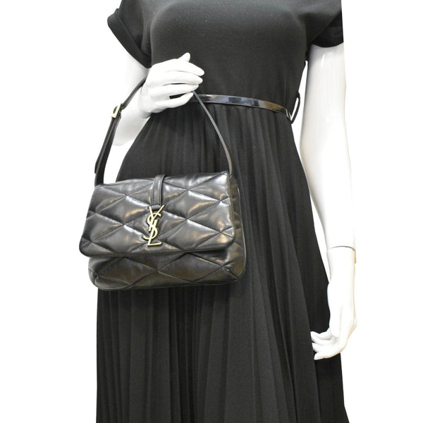 YVES SAINT LAURENT LE 57 Quilted Leather Hobo Bag Black