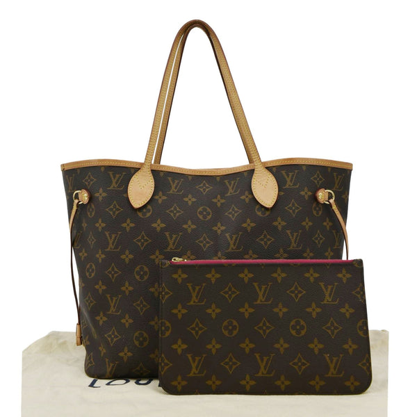 LOUIS VUITTON Neverfull MM Monogram Canvas Tote Bag Brown