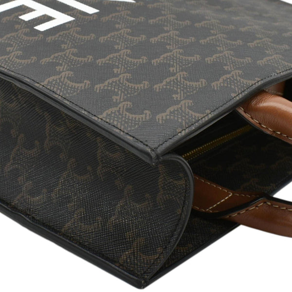 CELINE Triomphe Vertical Cabas Small Canvas Shoulder Bag Tan