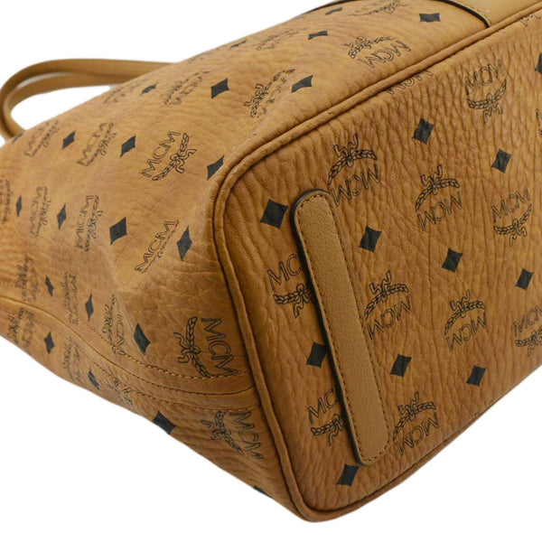 MCM Reversible Liz Medium Visetos Canvas Shopper Tote Bag Cognac