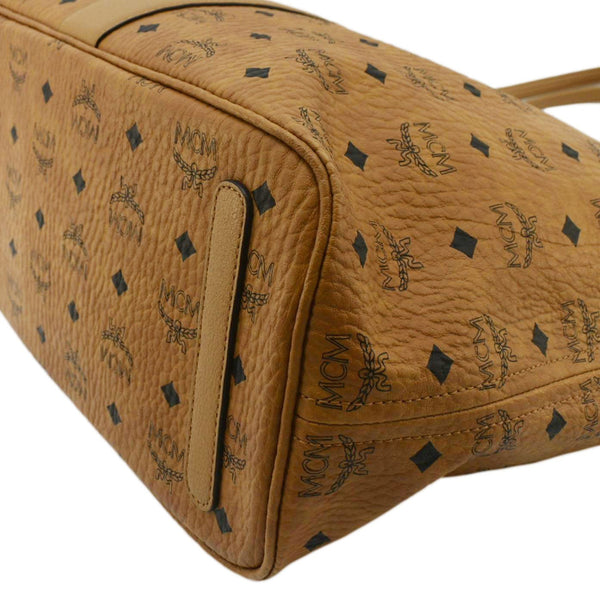 MCM Reversible Liz Medium Visetos Canvas Shopper Tote Bag Cognac