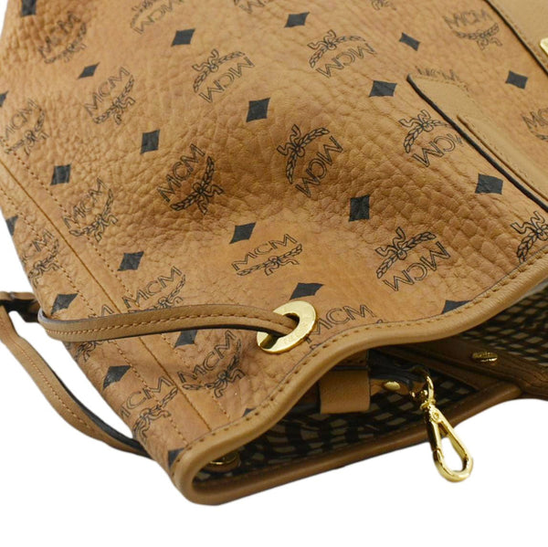 MCM Reversible Liz Medium Visetos Canvas Shopper Tote Bag Cognac