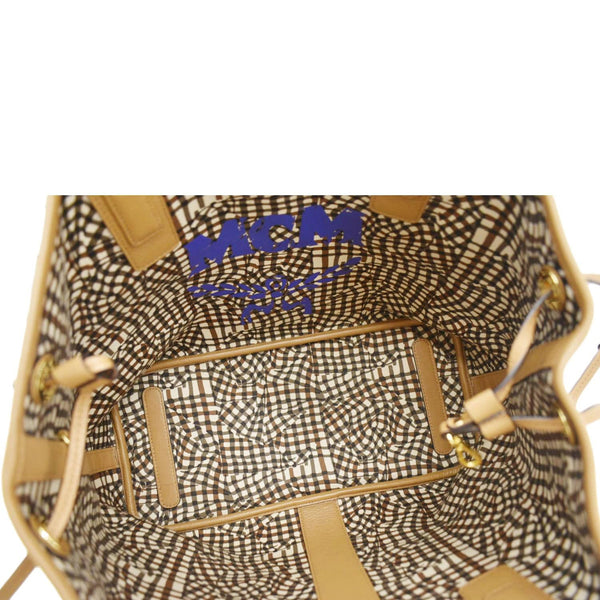 MCM Reversible Liz Medium Visetos Canvas Shopper Tote Bag Cognac