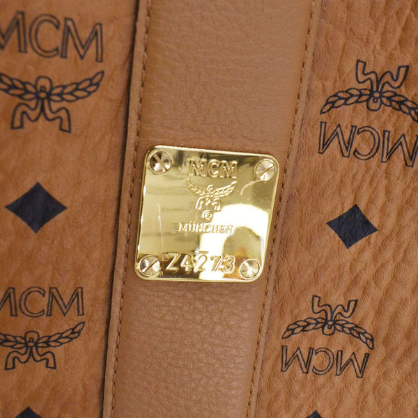 MCM Reversible Liz Medium Visetos Canvas Shopper Tote Bag Cognac