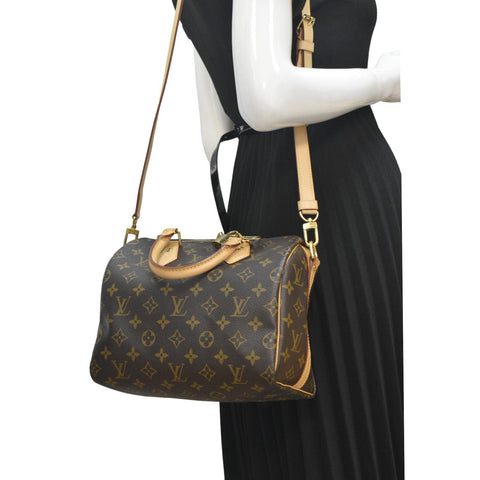LOUIS VUITTON Speedy 25 Bandouliere Monogram Canvas Shoulder Bag Brown