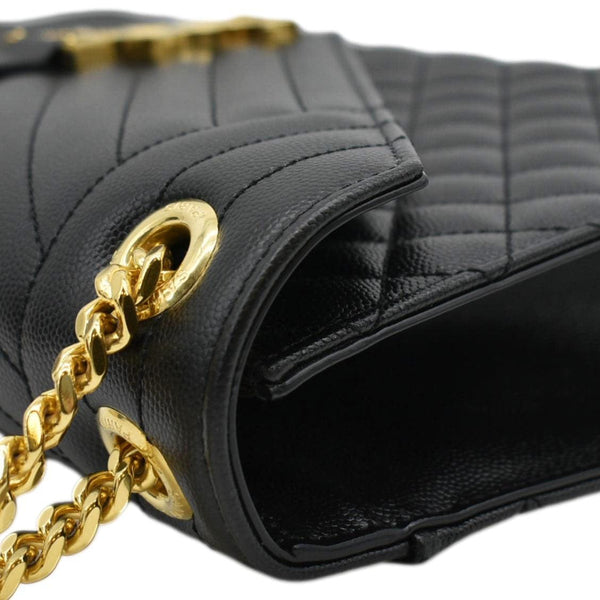 YVES SAINT LAURENT Envelope Large Mix Matelasse Leather Wallet Black