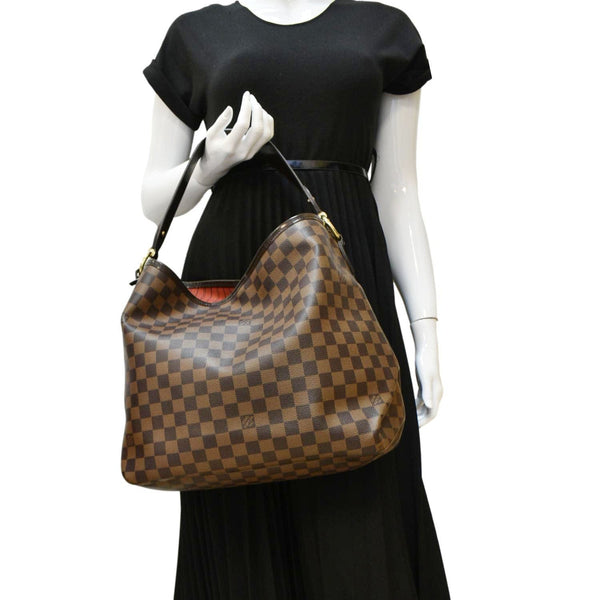 LOUIS VUITTON Delightful MM Damier Ebene Hobo Bag Brown