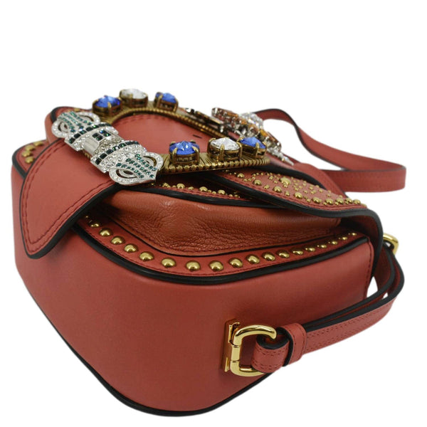 MIU MIU Madras Dahlia Leather Shoulder Bag Orange
