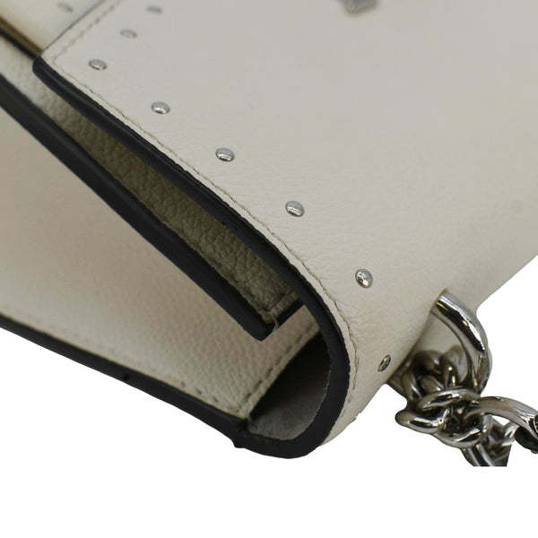 LOUIS VUITTON Mylockme Studded Leather Chain Shoulder Bag White