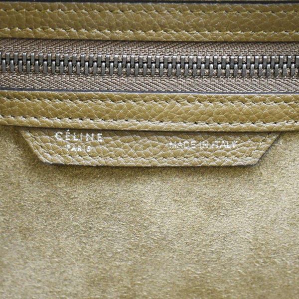 CELINE Mini Luggage Leather Tote Bag Olive