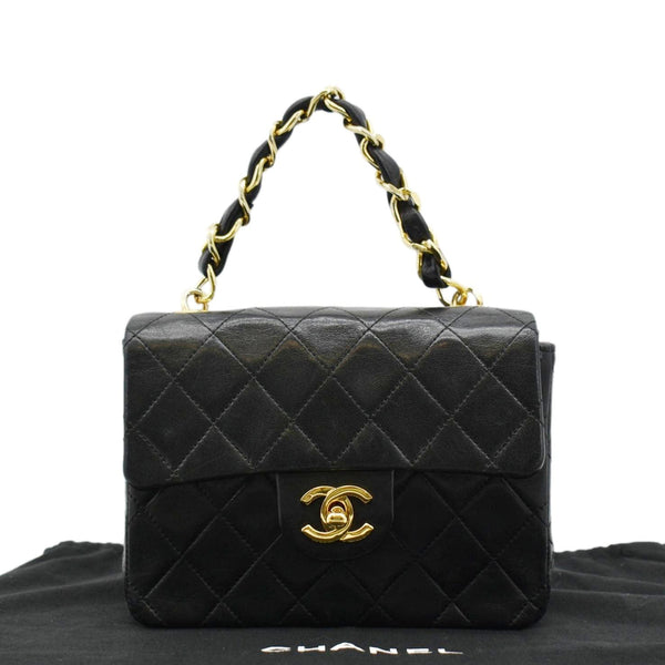 CHANEL Square Mini Flap Shoulder Bag Black front