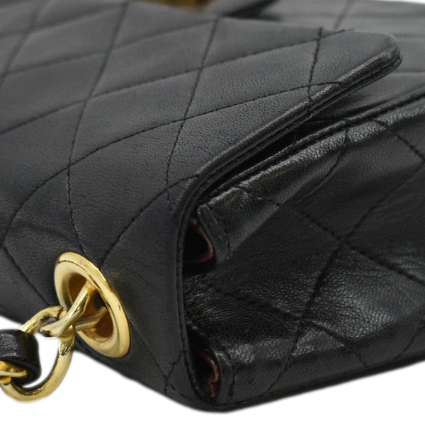 CHANEL Square Mini Flap Quilted Leather Chain Shoulder Bag Black