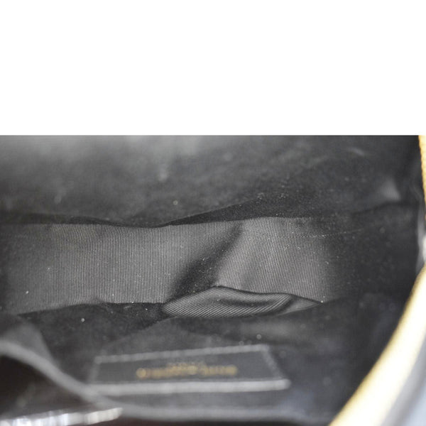 YVES SAINT LAURENT Vinyle Round Chevron Leather Camera Crossbody Bag Black