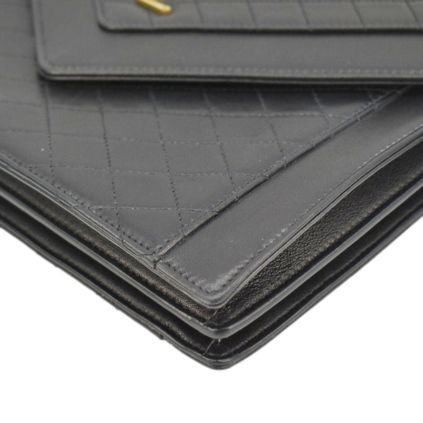 YVES SAINT LAURENT Gaby Small Envelope Quilted Leather Wallet Black