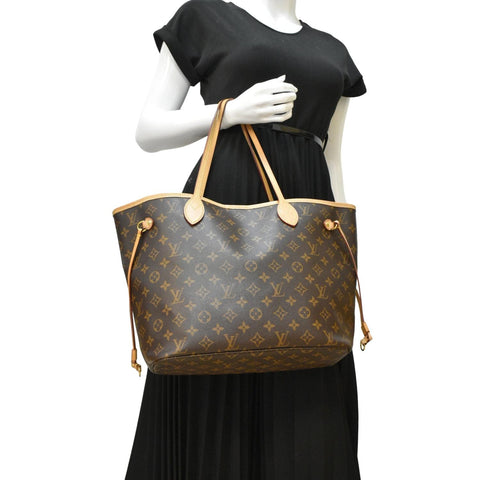 LOUIS VUITTON Neverfull MM Tote Bag Brown back look