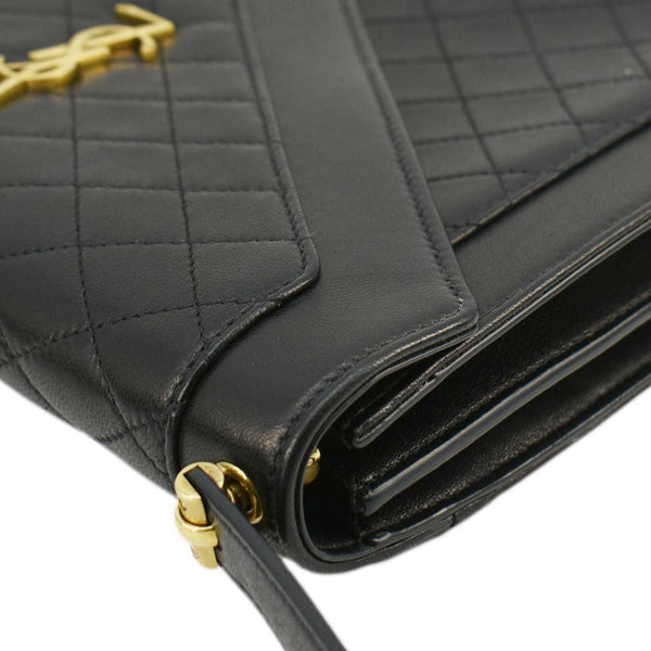 YVES SAINT LAURENT Gaby Small Envelope Quilted Leather Wallet Black