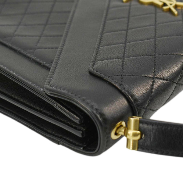 YVES SAINT LAURENT Gaby Small Envelope Quilted Leather Wallet Black