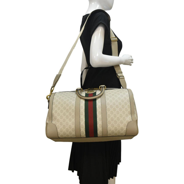 GUCCI Ophidia GG Supreme Canvas Duffle Bag Beige 681295