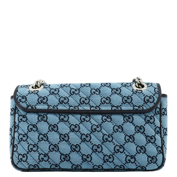 GUCCI GG Marmont Canvas Leather Crossbody Bag Blue 443497