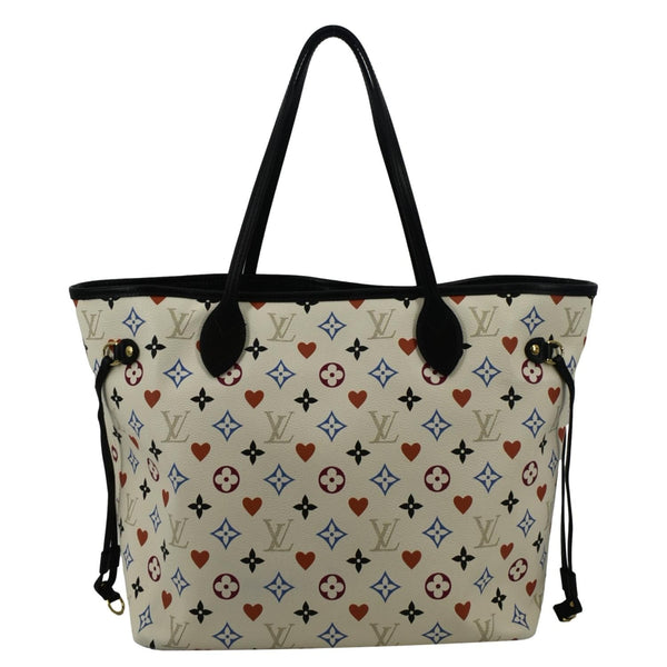 LOUIS VUITTON Game On Neverfull leather Shoulder Bag White with back view