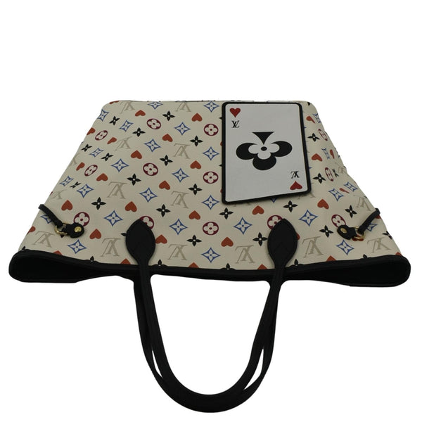 LOUIS VUITTON Game On Neverfull leather Shoulder Bag White with land scape view