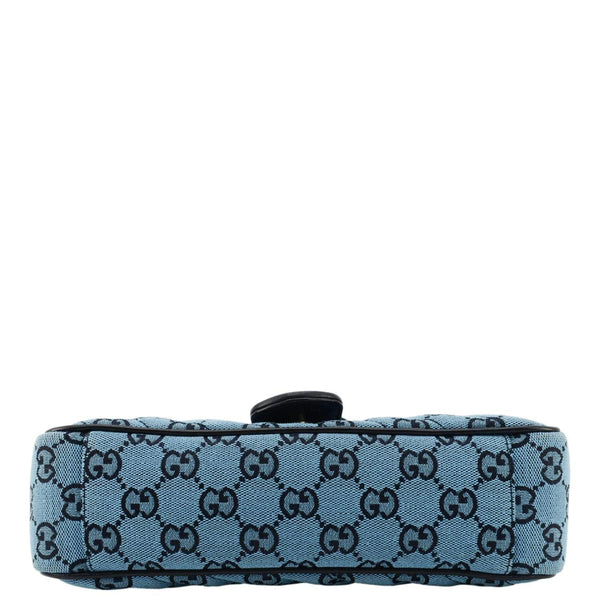 GUCCI GG Marmont Canvas Leather Crossbody Bag Blue 443497