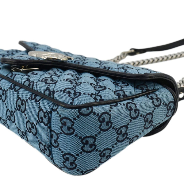 GUCCI GG Marmont Canvas Leather Crossbody Bag Blue 443497