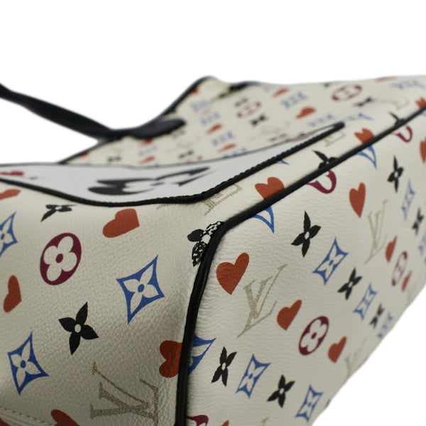 LOUIS VUITTON Game On Neverfull leather Shoulder Bag White lower right side view