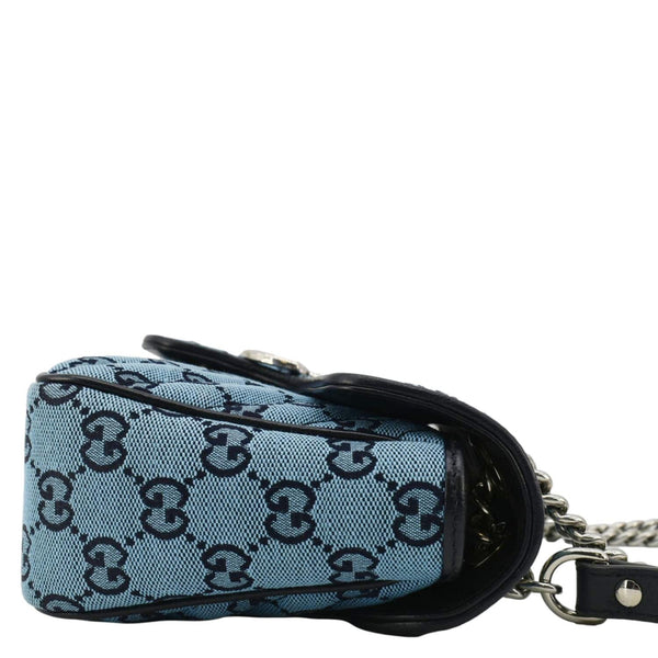 GUCCI GG Marmont Canvas Leather Crossbody Bag Blue 443497