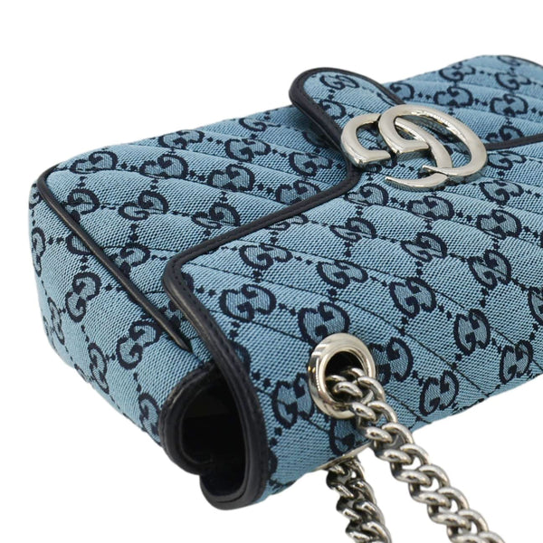 GUCCI GG Marmont Canvas Leather Crossbody Bag Blue 443497