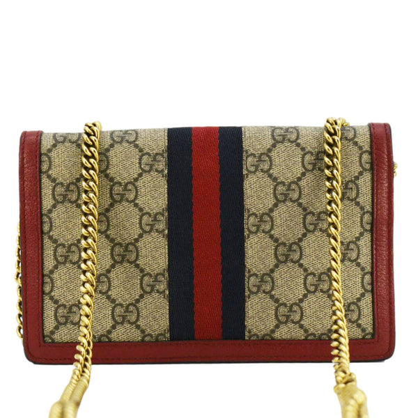 GUCCI Web Queen Margaret Mini GG Supreme Canvas Chain Wallet Beige 476079